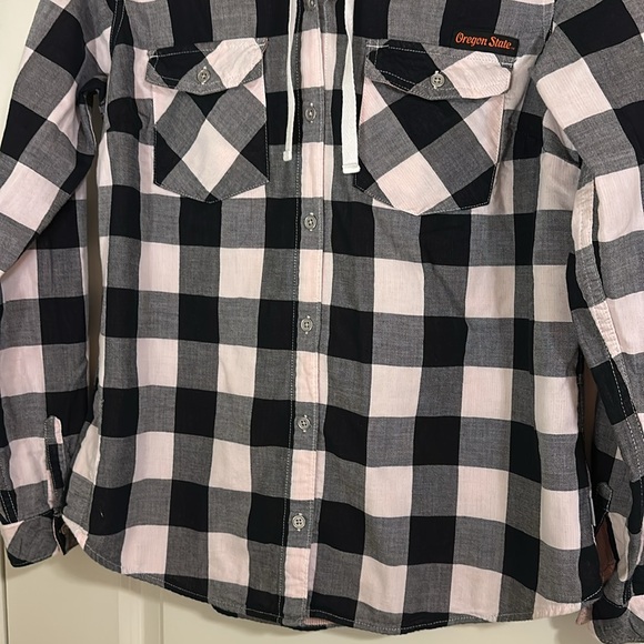 Columbia Women’s Oregon State Hooded Plaid Shirt Size Medium - Picture 3 of 16